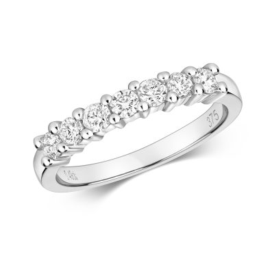 Diamond 7 stone prong set 9ct white gold 0.50 ct,H color, SI2,topjewelleryuk,topjewellery birmingham