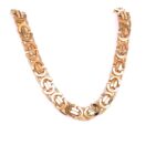 9k Yellow Gold Solid Flat Byzantine Chain - 7 mm