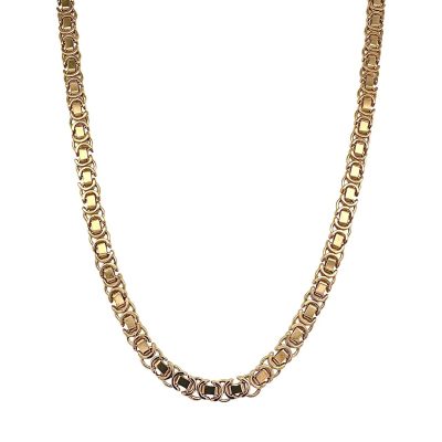 9k Yellow gold Flat byzantine chain for men and women 5 mm wide solid heavy weight kings chain.