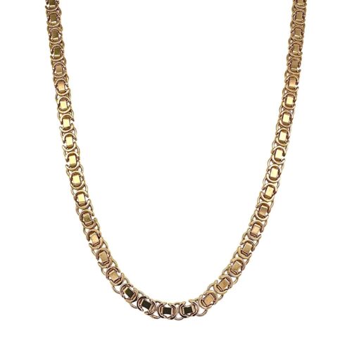 9k Yellow gold Flat byzantine chain for men and women 5 mm wide solid heavy weight kings chain.