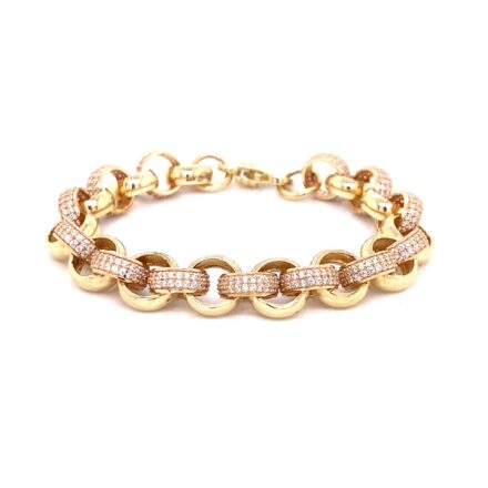 9k Solid Yellow Gold Cz Belcher Bracelet – 10 mm