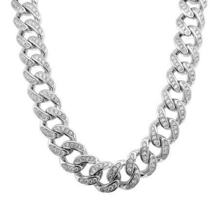 925 sterling silver solid heavy iced out with cubic zirconia stones 12 mm wide.