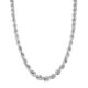 Solid sterling silver rope chain for men and women in 18 inches, 20 inches, 22 inches, 24 inches, 26 inches, 28 inches, 30 inches.