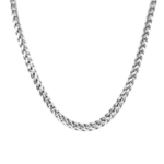 Diamond Cut Franco Chains in sterling silver 925,solid strong link in 3 mm wide and available in several lengths.We have two different styles of the the Franco chain, the square and the diamond cut design. Both are solid heavy styles, the only difference is the diamond cut finish which gives the chain a rounder look.