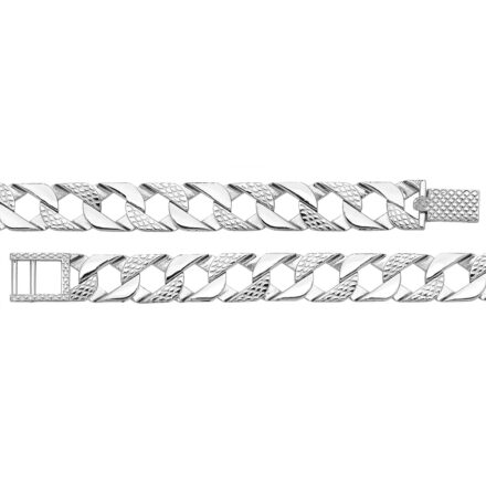 Sterling Silver Patterned Curb Bracelet