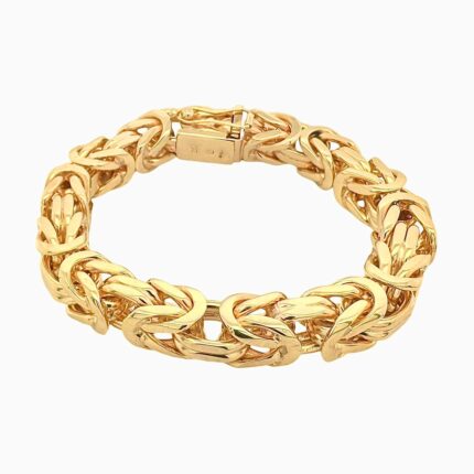 18k, 18ct, 750 yellow gold solid byzantine bracelet UK Hallmarked for men solid bracelet, kings chain design.
