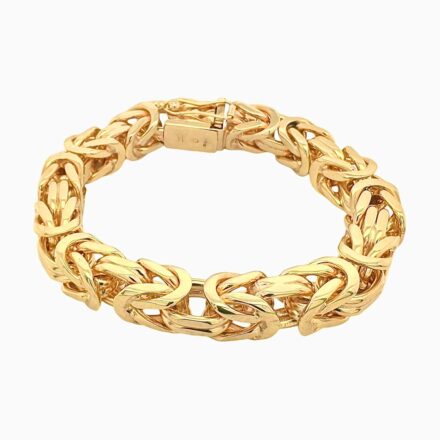 18k, 18ct, 750 yellow gold solid byzantine bracelet UK Hallmarked for men solid bracelet, kings chain design.