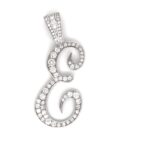 18k Large VVS Diamond E Initial Pendant - 0.87 ct