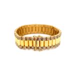 9k Yellow Gold Rolex Inspired Bracelet With Stones - 16 mm