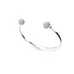 925 Sterling Silver Kids Stone Set Torque Bangle - Image 2