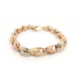 9k Gold Tulip Bracelet Tri- Colored - 8 mm - Image 3