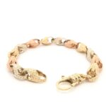 9k Gold Tulip Bracelet Tri- Colored - 8 mm - Image 2