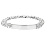 925 Sterling Silver Flat Byzantine ID Bracelet - 8 mm