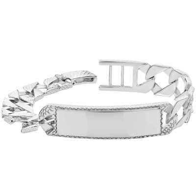 925 sterling silver id chaps curb bracelet 13 mm wide.