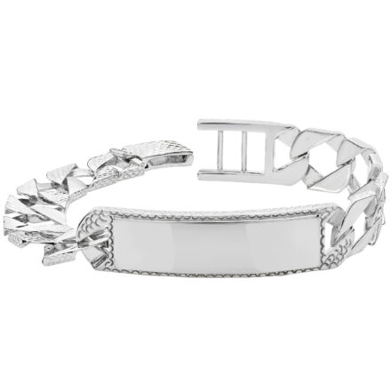 925 sterling silver id chaps curb bracelet 13 mm wide.