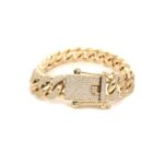 9k Gold Full VVS Diamond Set Cuban Bracelet - 14 mm