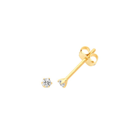 9k Yellow Gold Single Stone Stud Earrings Fro Kids - 2.4 mm