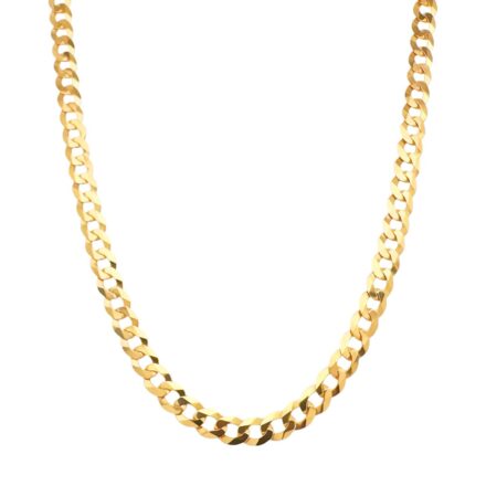 9k Yellow Gold Solid Bevelled Curb Chain for men and women in 5 mm width.