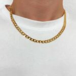 9k Yellow gold solid curb chain for men with bevelled edges 5.5 mm wide avaiable in 20, 22 and 24 inches.