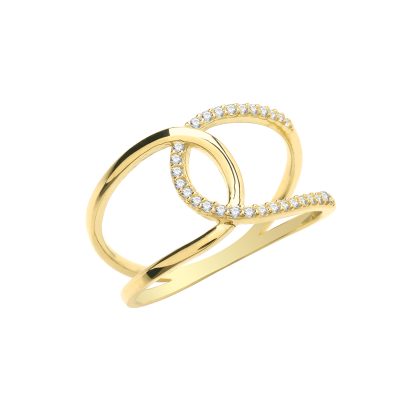 9k Yellow Gold Ladies Fancy Interlocking Ring