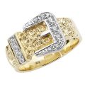 Mens Buckle Ring in Gold stone set with cz