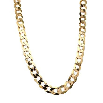 8.5 mm wide curb chain solid for men 9k yellow gold.