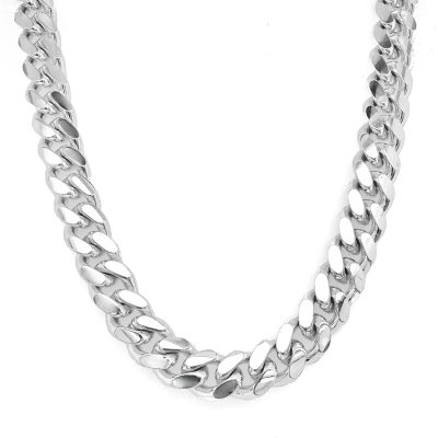 10 mm wide Sterling silver Cuban chain fully solid for men in 24 inches.