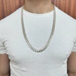 10 mm wide cuban chain in 925 sterling silver solid heavy thick links.