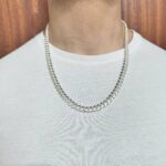 7.5 mm wide solid cuban chain in 925 sterling silver tight and thick links.