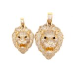 14k Lion Head Pendant With Cz Stones In - 2 Sizes - Image 2
