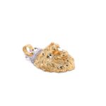 14k Yellow Gold Lion Head Pendant With White Gold Crown - Image 2