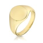 9k Yellow Gold Oval Shaped Plain Signet Ring - 12 x 10 mm - Image 2