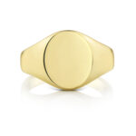 9k Yellow Gold Oval Shaped Plain Signet Ring - 12 x 10 mm