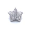 Mens Star Ring Silver Stone Set Iced Out