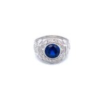 925 Sterling Silver Graduation Ring Set With Blue Stone - SR00042 - Image 2