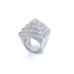 925 Sterling Silver Pyramid Ring Iced Out- SR0037