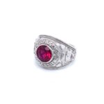 925 Sterling Silver Ring Set With Red Stone - SR0043