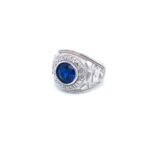 925 Sterling Silver Graduation Ring Set With Blue Stone - SR00042