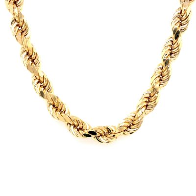 9k Yellow Gold Diamond Cut Rope Chain - 7 mm