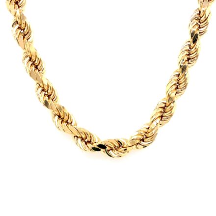 9k Yellow Gold Diamond Cut Rope Chain - 7 mm