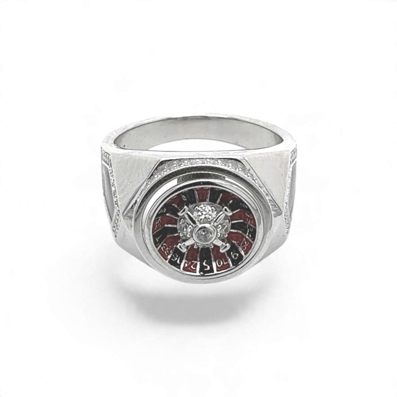 925 Sterling Silver Rotating Cz Roulette Ring - SR00242 - Image 1