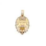 14k Yellow Gold Stone Set Lion Head Pendant - 3 Sizes - Image 3