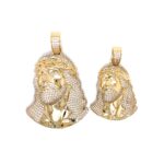 14k Yellow Gold Stone Set Jesus Pendant