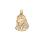 14k Yellow Gold Stone Set Jesus Pendant - Image 3
