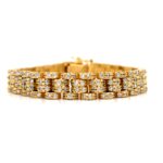 9k Yellow Gold Rolex Inspired Bracelet Fully Stone Set - 8 mm