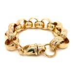 9k Yellow Gold Patterned Belcher Bracelet - 16 mm - Image 2