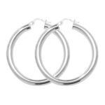 Silver Plain Hoop Earrings - Image 2