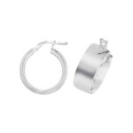 925 Sterling Silver Wide Flat Plain Hoop Earring in 6 sizes - 7.5 mm