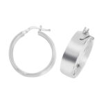925 Sterling Silver Wide Flat Plain Hoop Earring in 6 sizes - 7.5 mm - Image 3