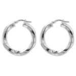 Silver Twisted Shiny Hoop Earrings - Image 2